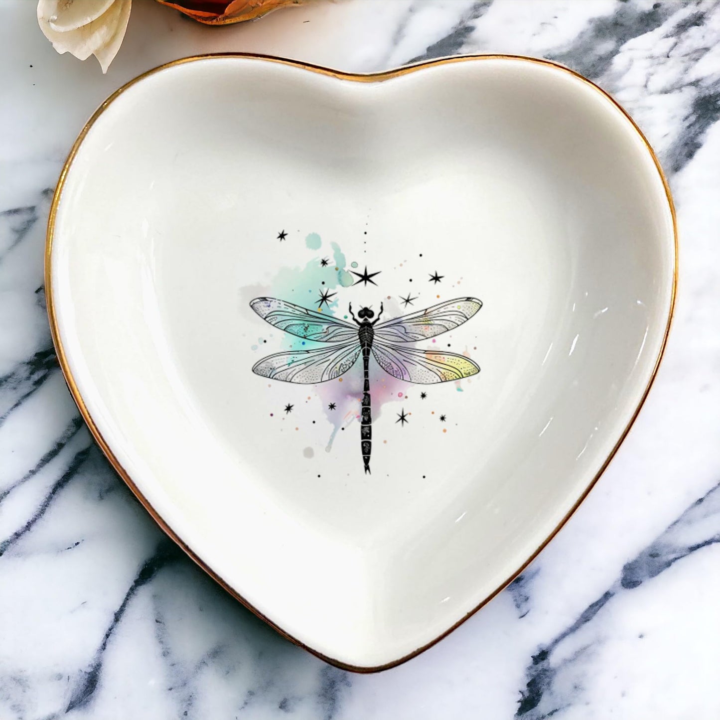 Cute Nature Animal Ring Dish - Jewelry Holder - Decorative Trinket Tray - Gifts for Animal Lover Mom Daughters Sisters Friends For Birthday, Wedding, Christmas (Dragonfly)