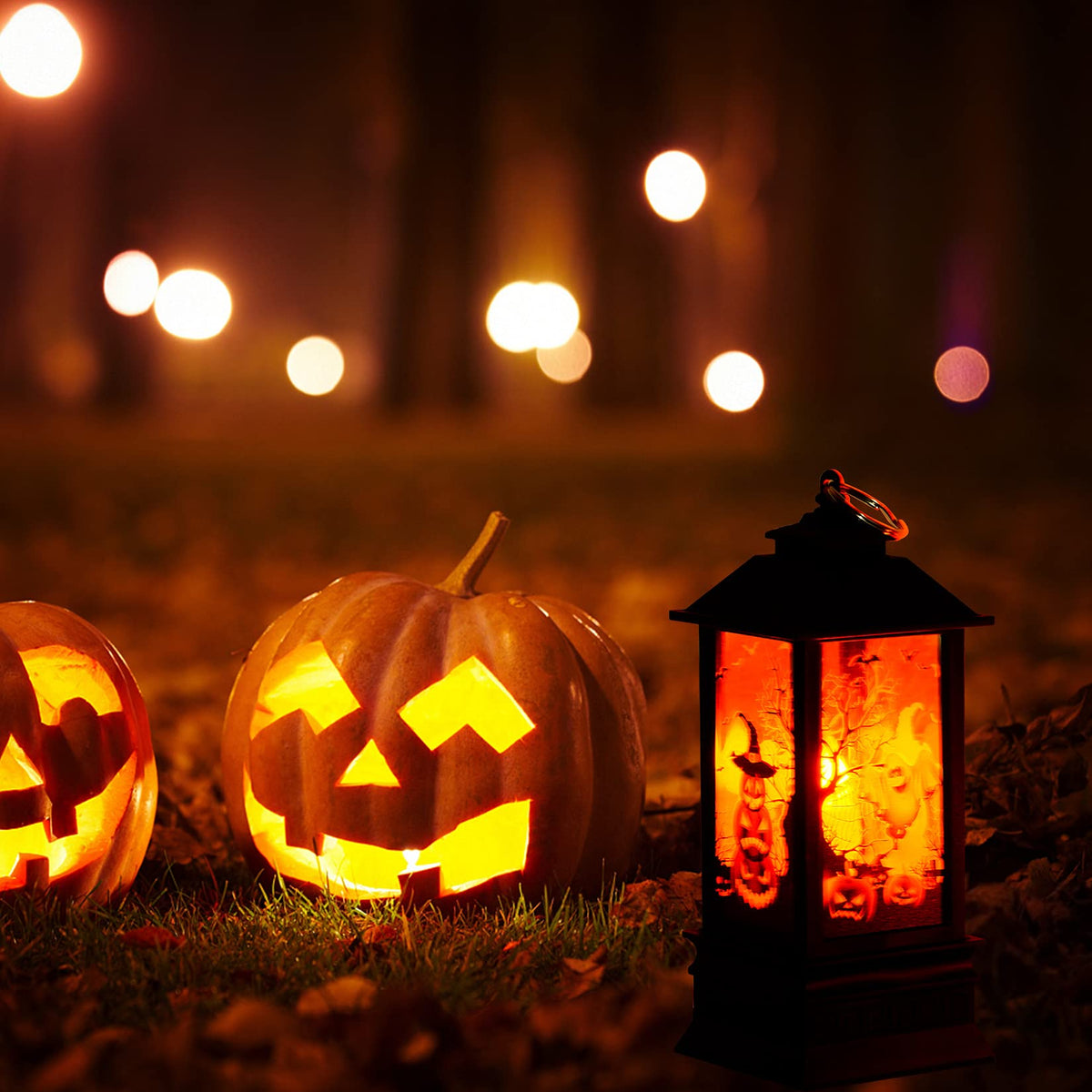 2 Pcs Halloween Decor Lantern,7.9x3.3in Portable LED Candle Lantern,Simulation Candle Flashing for Outdoor Indoor Halloween Decor Party Garden Supplies(Battery Not Included)