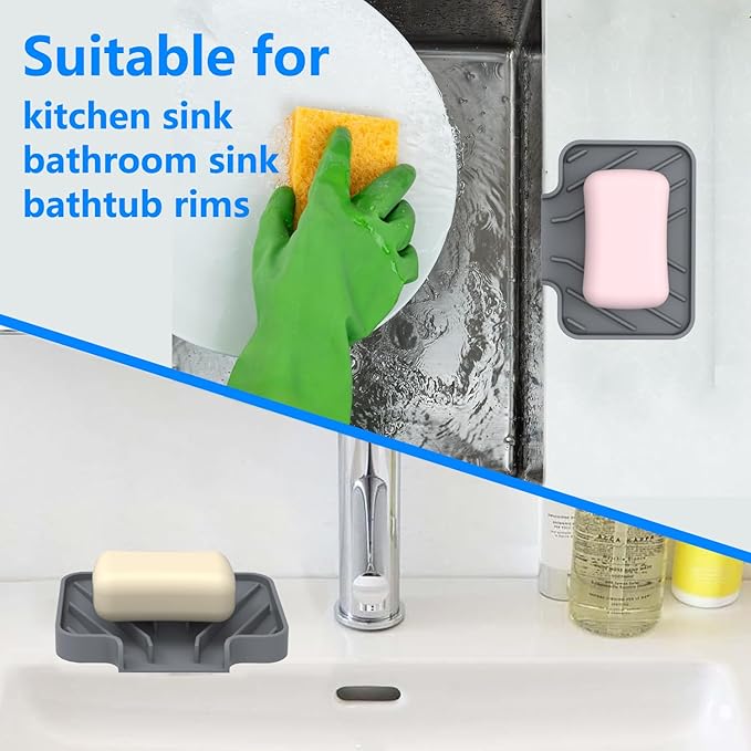 Sponge Holder for Kitchen Sink, Dish Sponge Holder & Soap Tray