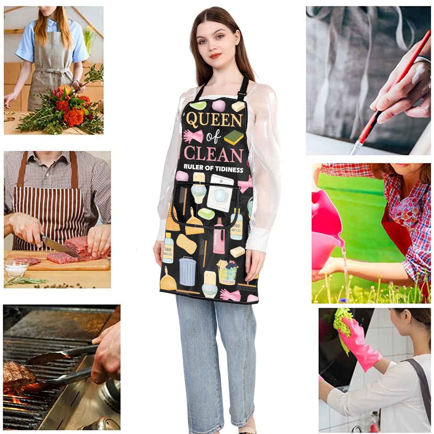 JXGZSO Housekeeper Apron Cleaning Apron with Pocket Housekeeper Gift Cleaning Janitor Custodian Gift for Cleaning Lovers (Tidiness apron)