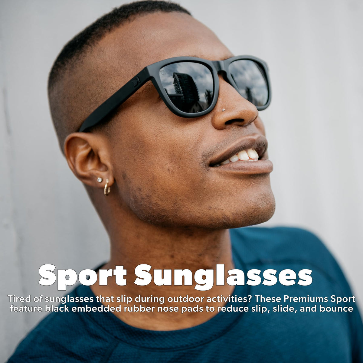 Knockaround Premiums Sport - Polarized Sunglasses For Running & Fitness (Matte Black on Black Frame/Polarized Black Lenses)