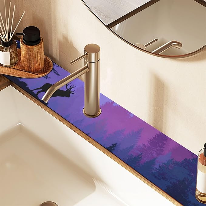 Kitchen Sink Splash Guard 2 PCS 14.7 Inch Sink Faucet Mat Splash Guard