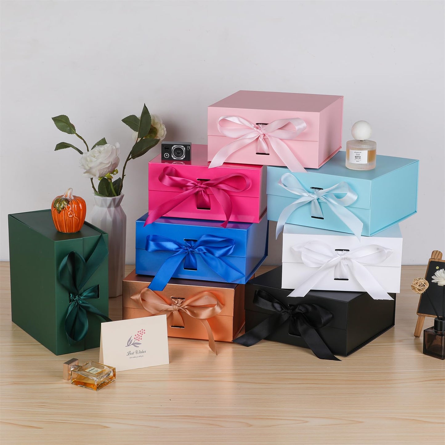 OEMVALATY Rose Gold Gift Box,16x16x6 Inches Gift Boxes with Lids for Presents with Magnetic Closure and Ribbon for Wedding,Storage,Birthday