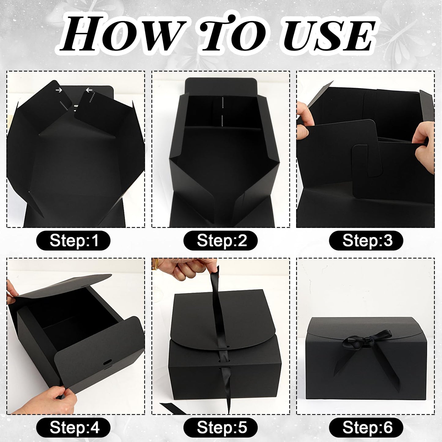 HOMENERGY Bridesmaid Proposal Gifts Set 6 - "Will You Be My Bridesmaid Kit with Elegant Box Jewelry Box Glass Cup Invited Cards Knotted Bracelets Sunglasses Scrunchies Raffia Grass (Black, 54 Pcs