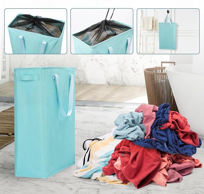 Odonata Slim Laundry Hamper Handles Collapsible Laundry Basket Thin Dirty