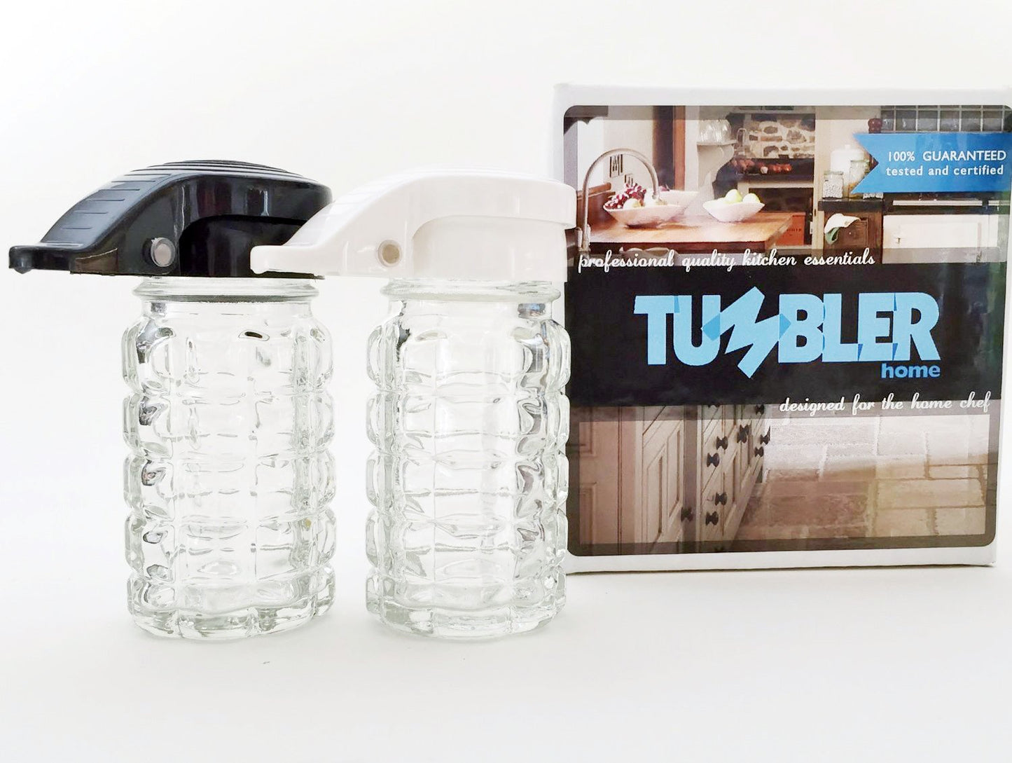 Moisture Proof Humidity Free Shake it Free Shaker Glass Salt and Pepper Shakers by Tumbler Home