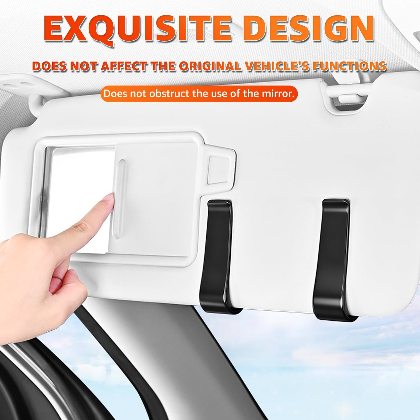 HOLDCY Car Sunglasses Holder for Sun Visor, Button Leather Eyeglass Hanger and Interior Storage Box, One‑Hand Access, Universal Fit Car Glasses Case Organizer for Car/Truck/SUV Drivers (Brown)