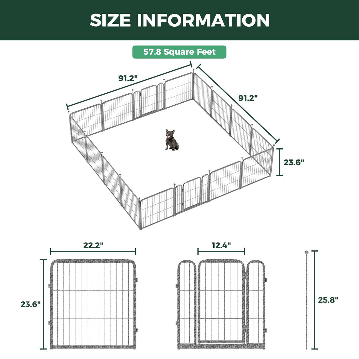 FXW Aster Dog Playpen Designed for Yard, 24inch 16 Panels