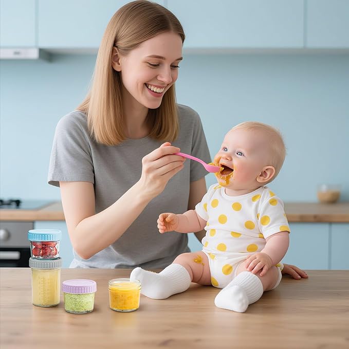 DRKIO 12 Pack Glass Baby Food Storage Containers