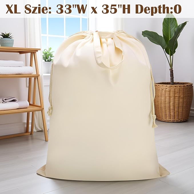 Canvas Laundry Bag 33"Wx 35"H, Thick Canvas Laundry Bag