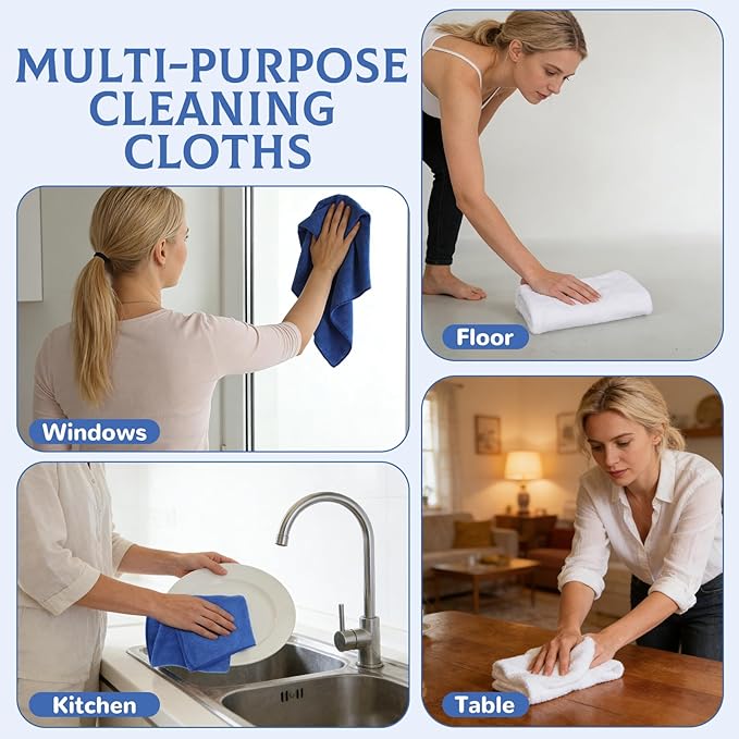 6 Pcs Extra Large Microfiber Cleaning Cloth Reusable Microfiber Towels Thick