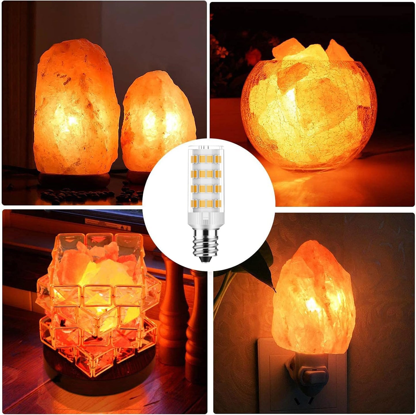 Lmwxov Salt Lamp Bulbs E12 T20 C7 5W 110V 2700K Warm White Light 500lm for Himalayan Salt Lamps & C7 Replacement Bulbs, Dimmable,Night Lights - 5Pack (5)