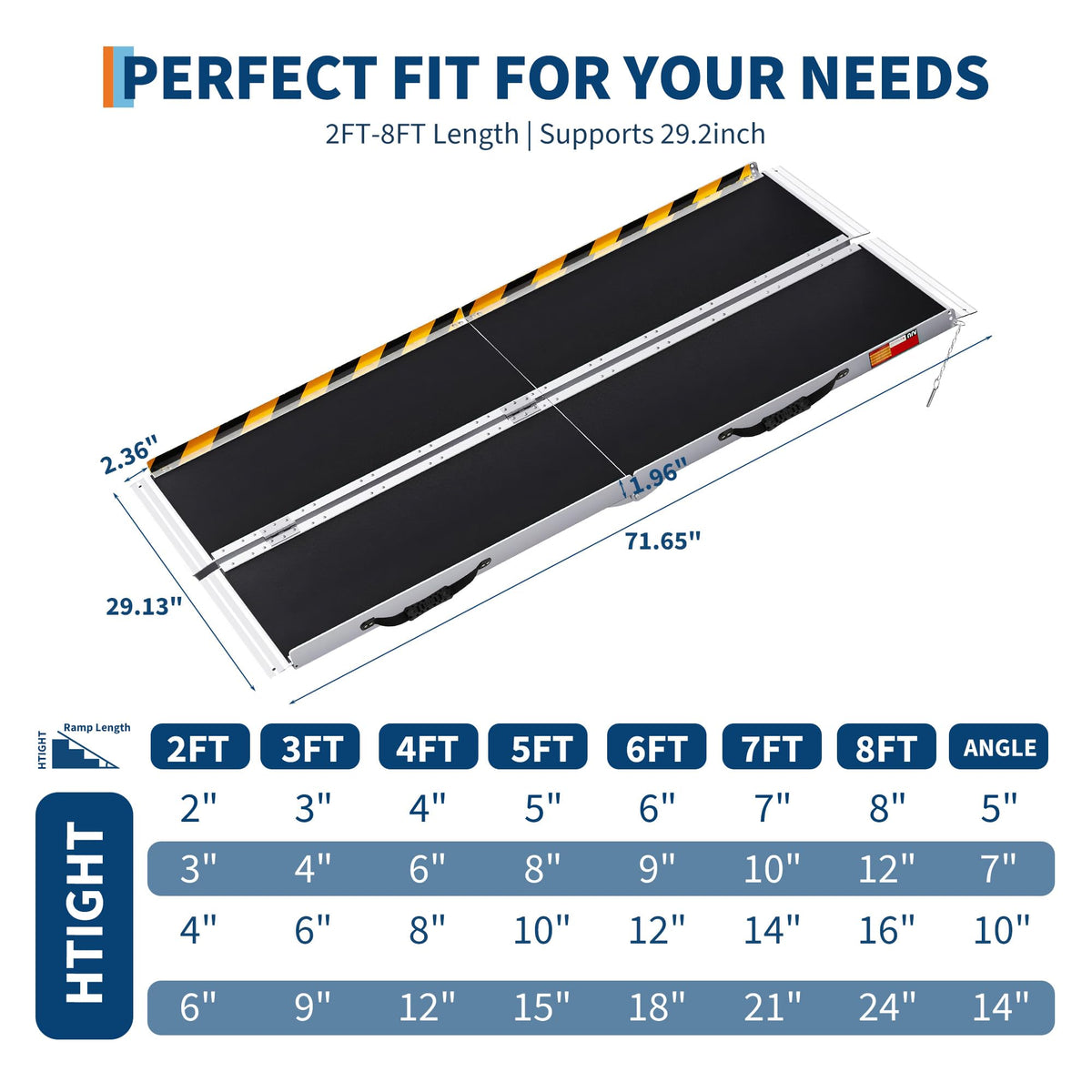 Aluminum Portable Wheelchair Ramp Folding Ramp w/Non-Slip Surface, Threshold for Home Steps, Scooter for Car, Doorways, Curbs & Stairs, 600 Lbs Capacity