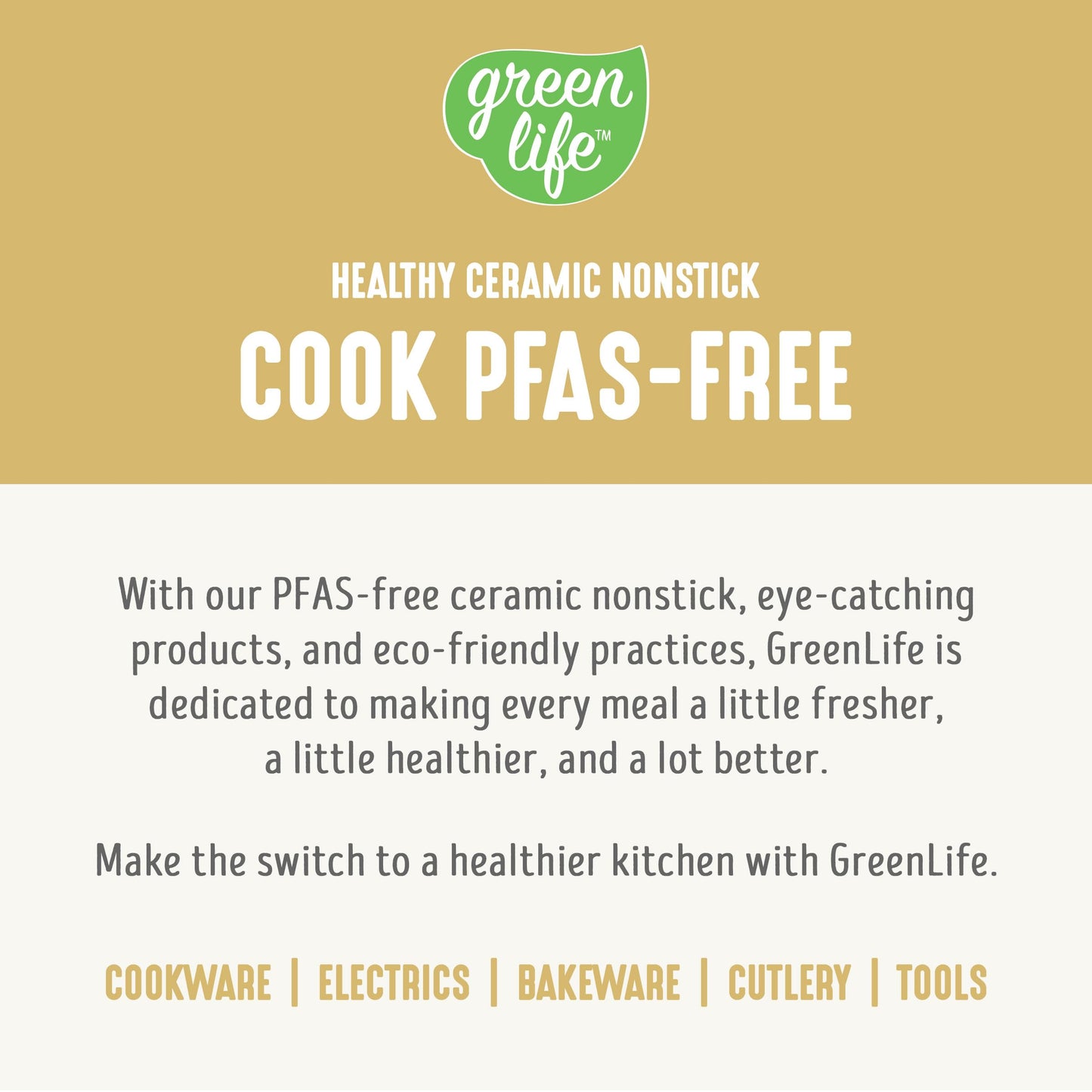 GreenLife 16 Piece Nonstick Cookware Set, Soft Grip Non-Toxic PFAS-Free Ceramic Pots & Pans, Dishwasher & Oven Safe, Frying, Sauce, Saute, Utensils, Glass Lids, Stay-Cool Handles, Wobble Free, Yellow