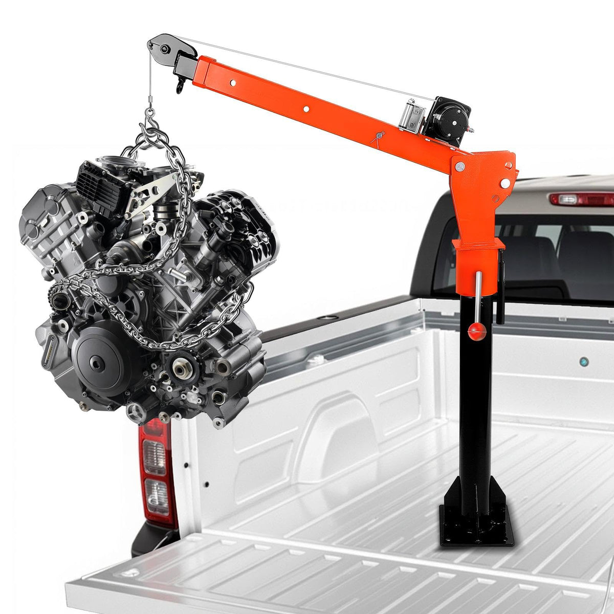 2200LBS Jib Crane, Truck Crane with 5000LBS 12V Electric Winch, 360°Rotation, 3-Position Arm Reach Adjustmen(47.24"-66.93"), Foldable Design Truck Mounted Crane, for Warehouses/Residential (5000LBS)