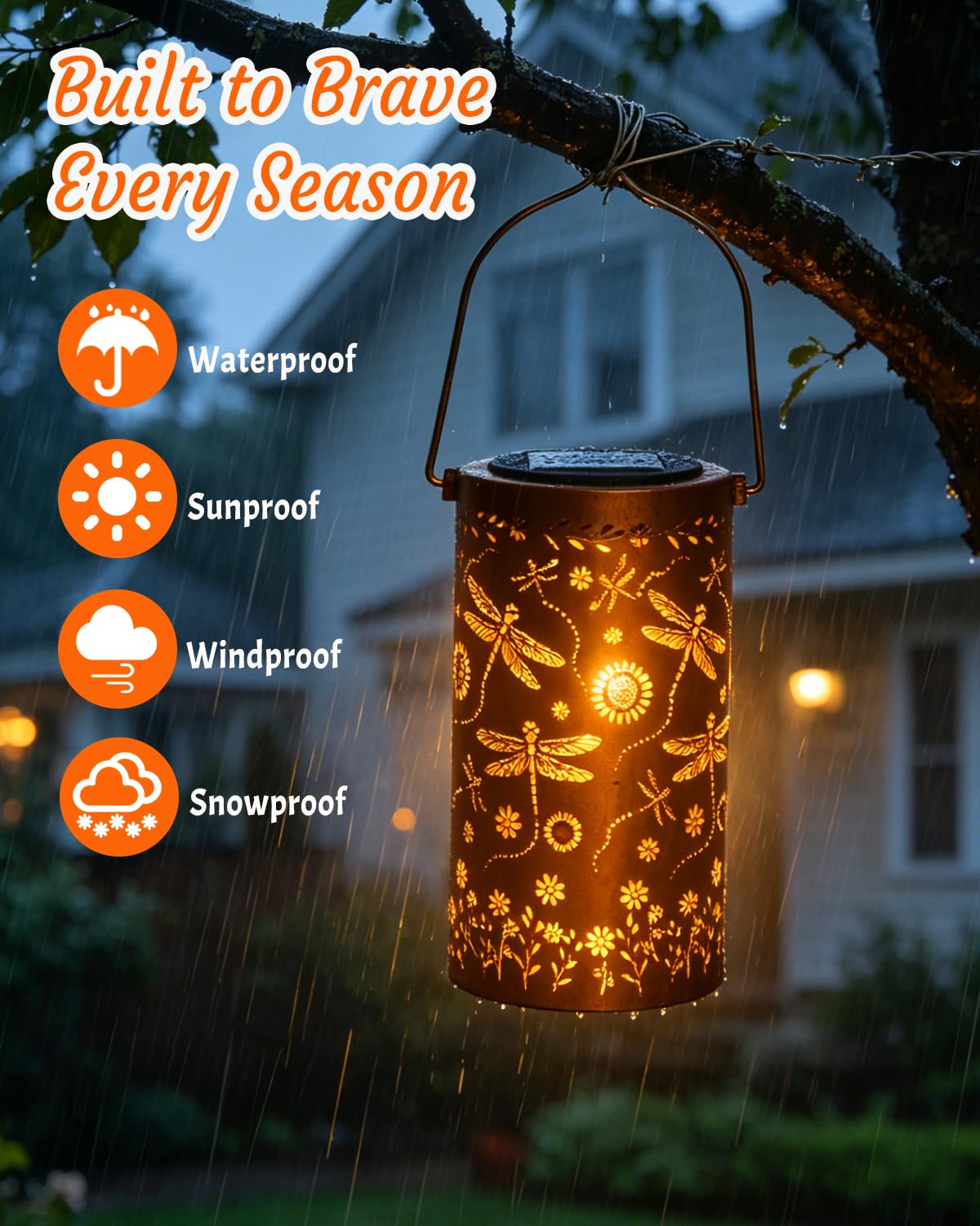 ANYTALK Birthday Gifts for Women Mom Grandma, Dragonfly Solar Lanterns Outdoor Waterproof, Hanging Solar Lights for Yard, Patio, Porch, Garden Decor