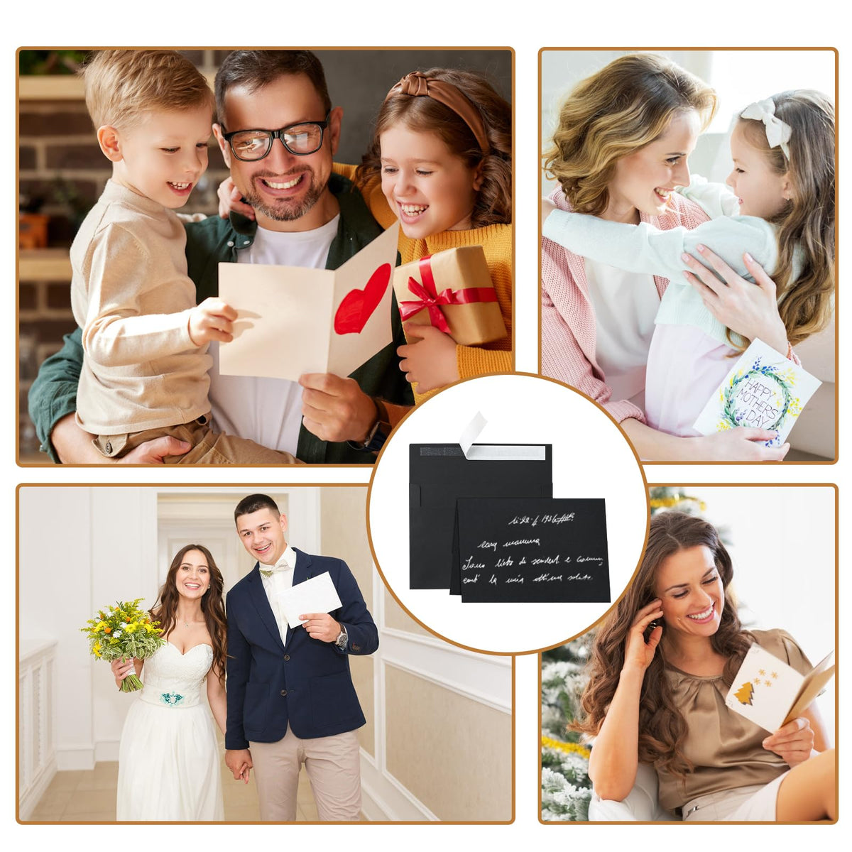 Silunkia 100 Packs Black Blank Note Cards and Envelopes 5 x 7 Heavyweight Folded Cardstock and A7 Envelopes Self Seal for Wedding Invitations, DIY Greeting Card, Thank You Cards, Birthday