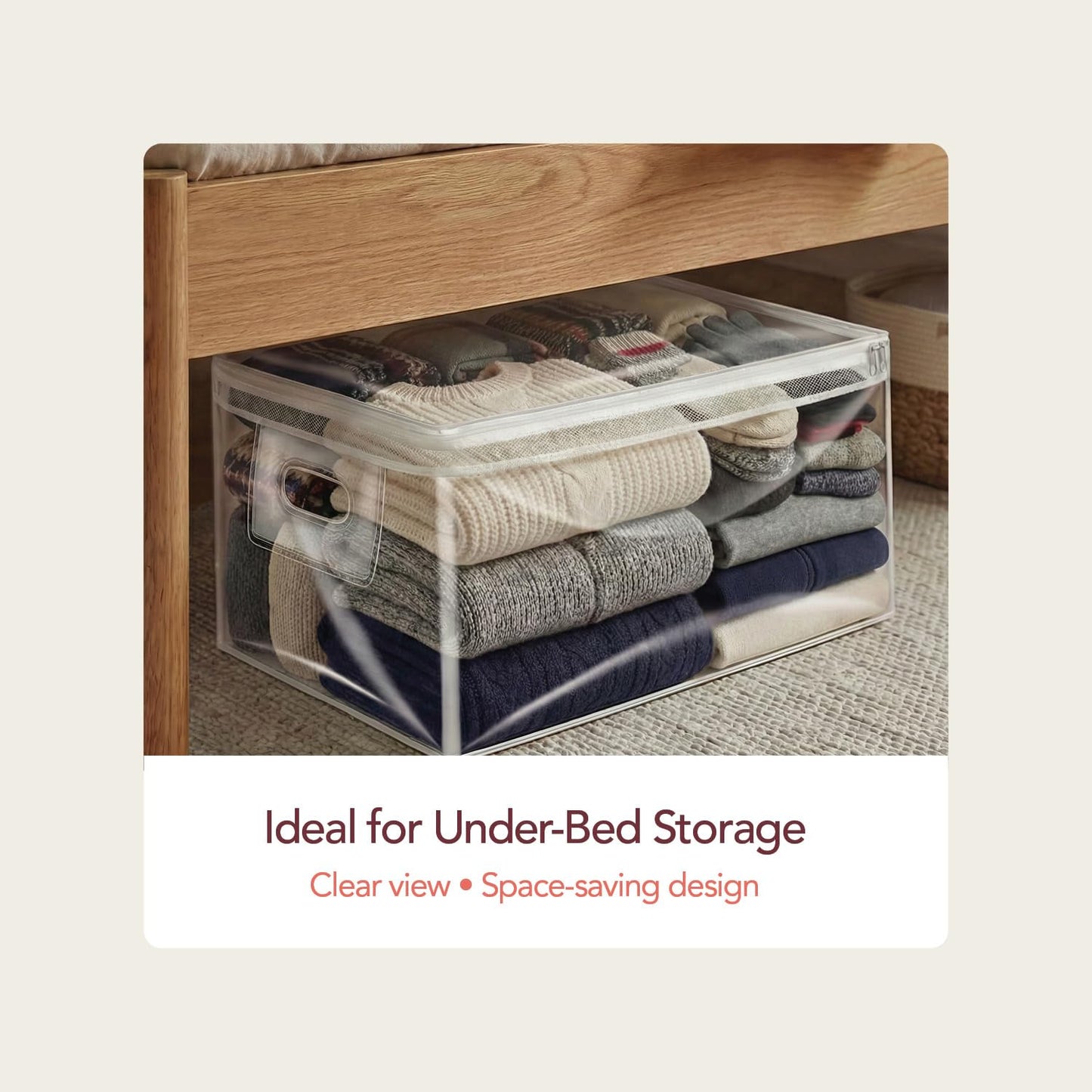 20 Gallon Jumbo Clear Storage Bags with Zipper, 2 Pack Extra Large Under Bed Storage Bags (15.75x26x11.9 in) Transparent Plastic Bags for Clothes, Blankets, Comforters, Quilts & Seasonal Storage