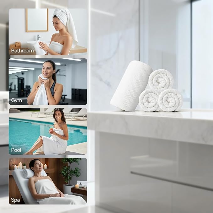 REDKISS 4 Pack Premium Bath Towels, Plush Coral Fleece Towels