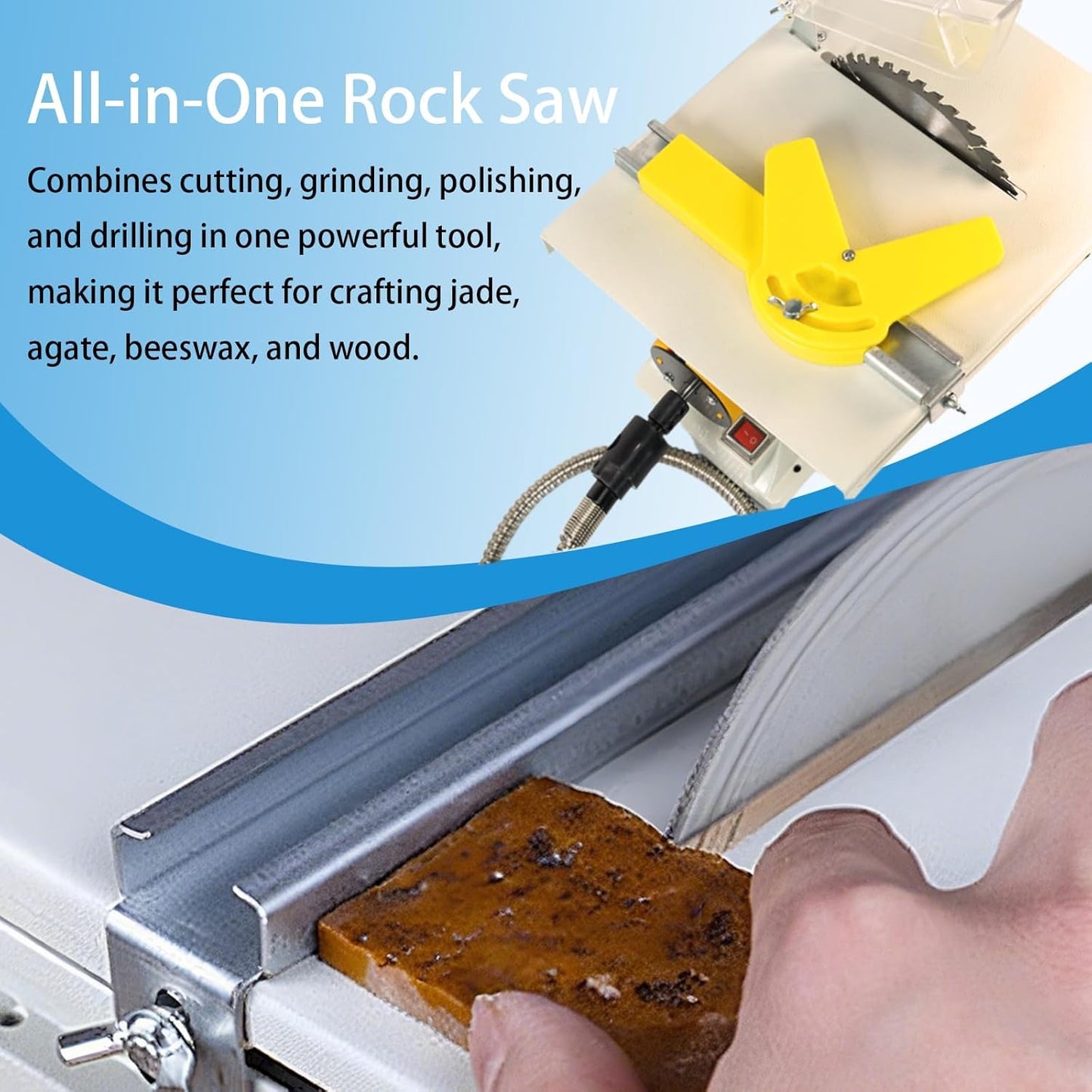 Jewelry Lapidary Saw Machine, 750W Wet Rock Cutting Table Saw with Water Cooling, Lapidary Equipment for Jade, Agate & Gemstone Polishing, Multi-Functional Rock Cutter