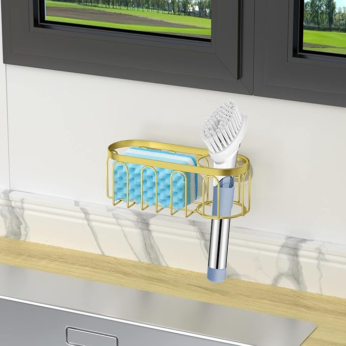 Yazoni 2-in-1 Sponge Holder for Kitchen Sink, Sink Caddy Kitchen Sink Organizer