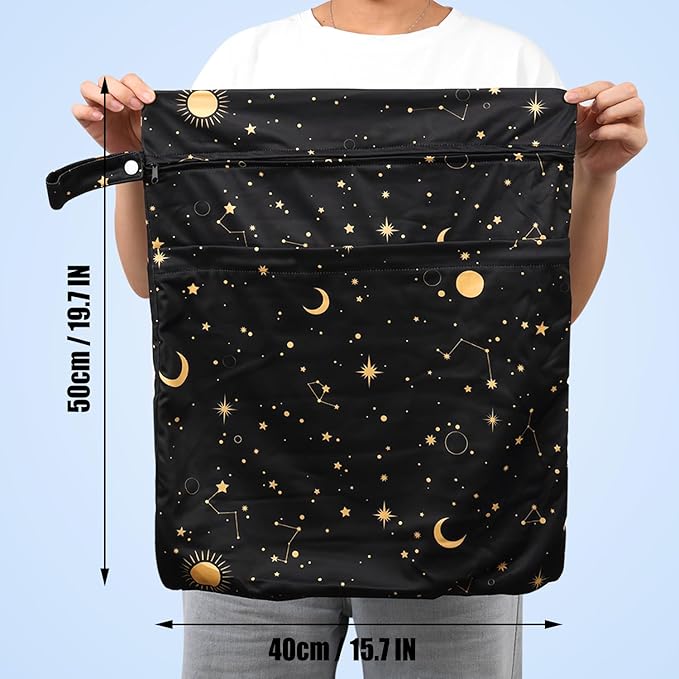 2pcs Travel Waterproof Laundry Bag, Cloth Diaper Wet Dry Bags