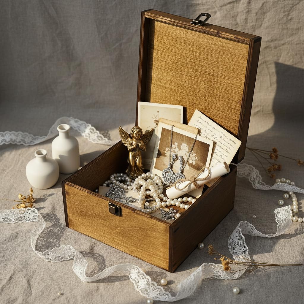 BeeGreeny Large Mr and Mrs Wooden Wedding Keepsake Box for Couples, 10"x10"x5" Wooden Memory Box with Lid, Wedding Gift Box for Bride and Groom, Bridal Shower, Anniversary Valentines Gift Ideas