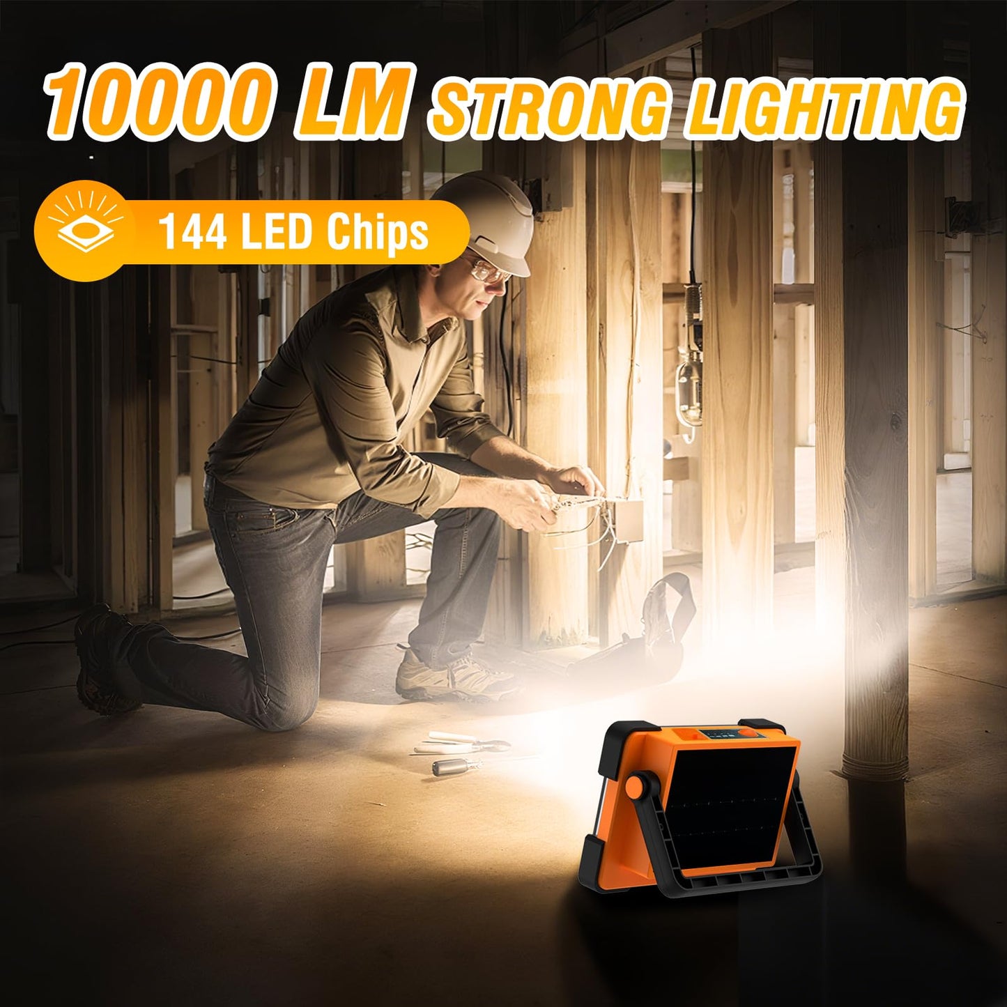 LED Rechargeable Work Light, LED Spot Light with USB Port, Portable Floodlight with 4 Modes, Security Lights Waterproof for Fishing, Hiking, Repairing, Emergency