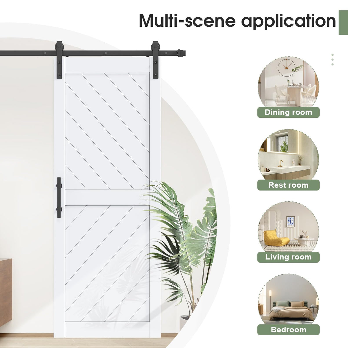 32in x 84in Sliding Barn Door with 5.5FT Barn Door Hardware kit & Handle Included, Solid MDF Wood Slab Covered with Water-Proof & Scratch-Resistant PVC Surface,Simple DIY Assembly,Chevron Pattern