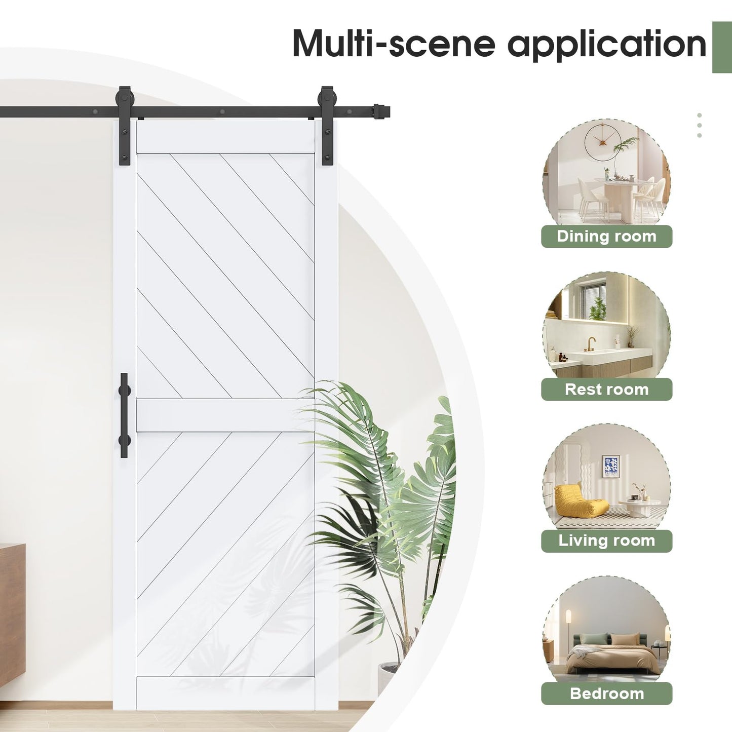 36in x 84in Sliding Barn Door with 6.6FT Barn Door Hardware kit & Handle Included, Solid MDF Wood Slab Covered with Water-Proof & Scratch-Resistant PVC Surface,Simple DIY Assembly,Chevron Pattern