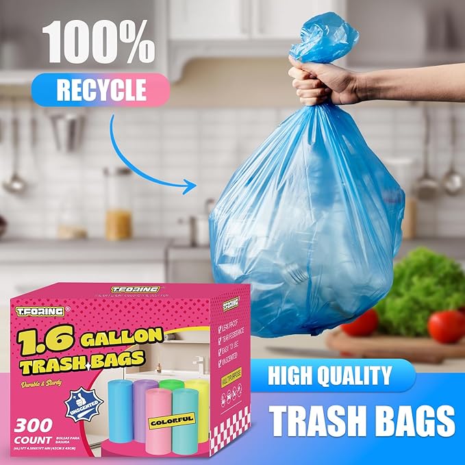 300 Count 1.6 Gallon Mini Trash Bags