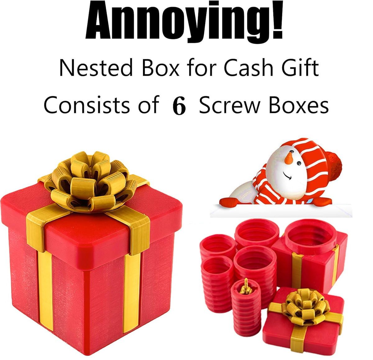 Annoying Gift Box with Screws,Prank Gifts,Puzzle Gift Box,Prank Gifts for Adults,Money Puzzle,Annoying Nested Screw Gift box,Reusable Perfect Money Puzzles for Birthday Christmas White Elephant Party