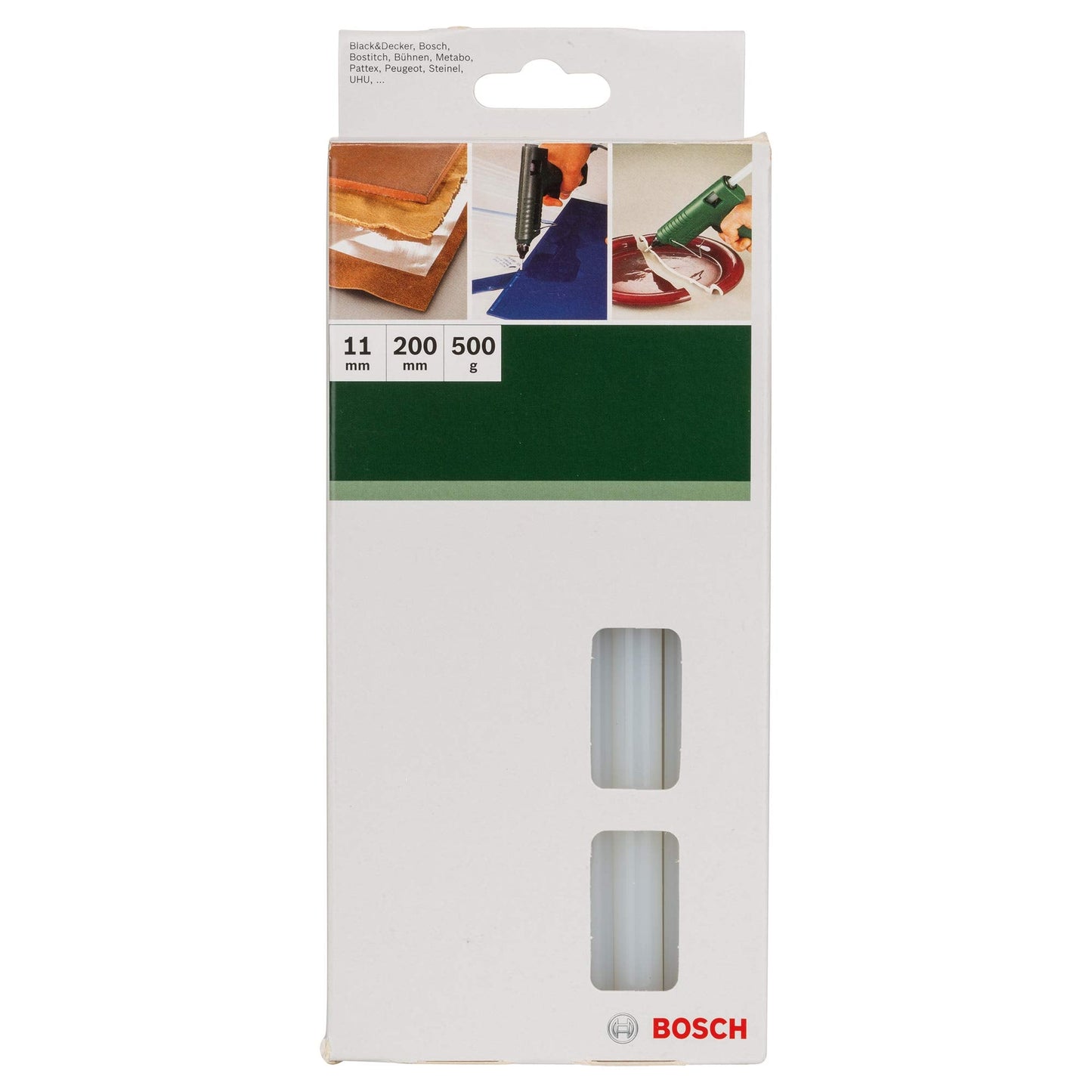 Bosch 11mm Glue Sticks Transparent (Ø 11 x 200 mm, 500g, Robust Bonding, Accessories for Glue Guns)