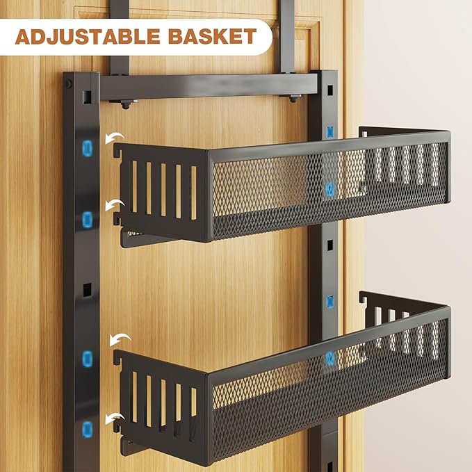 Pantry Door Organizers and Storage, 8-Tier Large Metal Heavy-Duty Frame Over