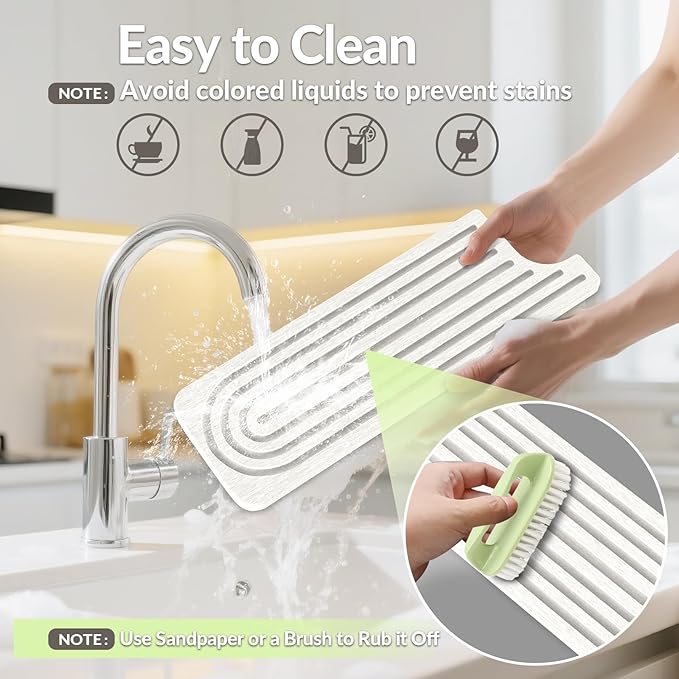 Stone Faucet Mat for Kitchen Sink, Diatomite Quick Dry Kitchen Sink Splash Guard