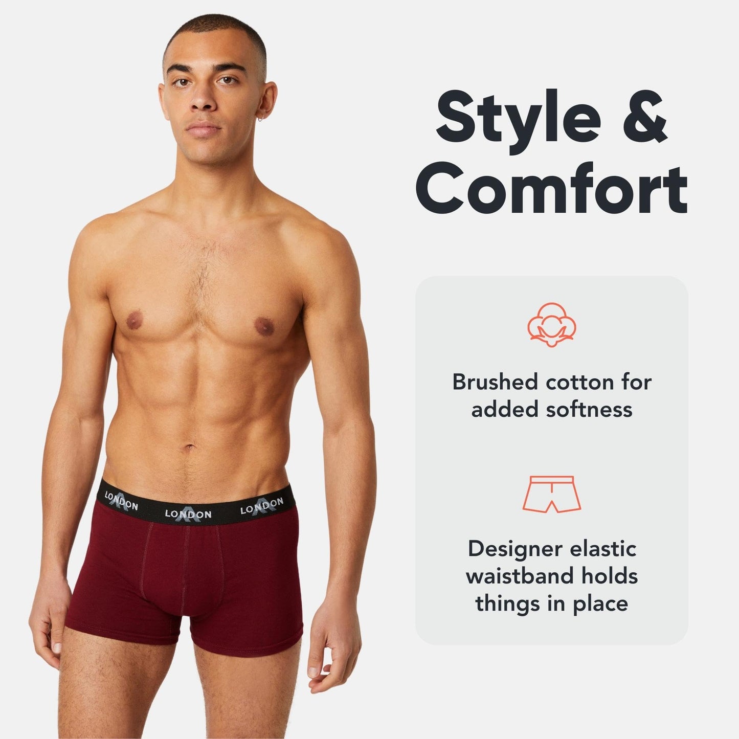 FM London 4/8-Pack Mens Boxers with Elastic Waist - Soft Boxer Shorts Men, Stretch Fit Underwear for Everyday Wear - Fitted Hipster Underwear