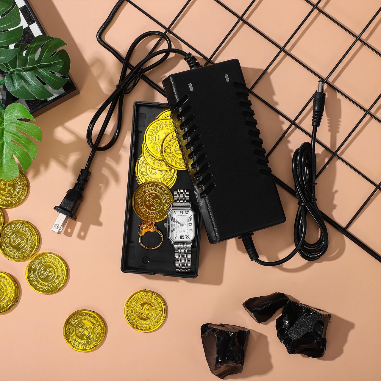Housoutil Hidden Storage Box, Fake Charger Plug Secret Container, Hidden Safe Box, Secret Compartment for Cash Jewelry Valuables Medicine Keys