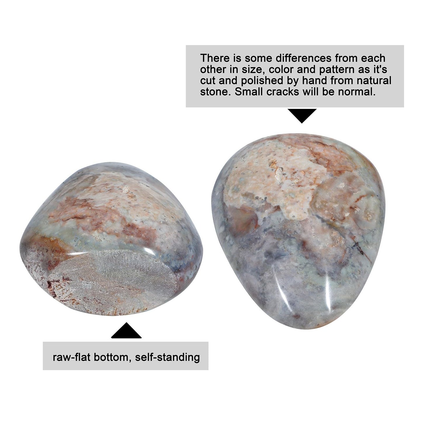 Nupuyai 458g-683g Natural Ocean Jasper Stone for Home Decor, Irregular Self-Standing Stone Specimen Polished Statue for Prayer, Meditaion
