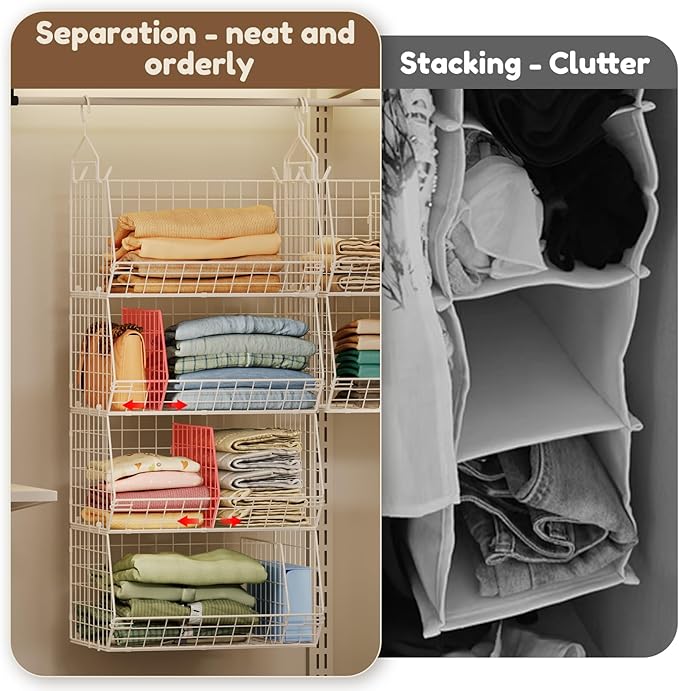4 Tier Extra Large Hanging Closet Organizer, Closet Organizer Hanging