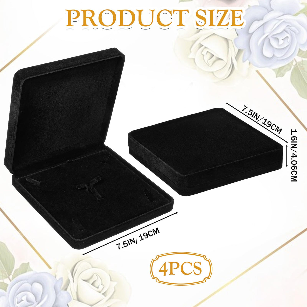 4 Pcs Velvet Jewelry Set Box Jewelry Gift Boxes Earring Ring Bracelet Necklace Gift Box Empty Jewelry Boxes Jewelry Storage Case Jewelry Storage Holder for Wedding Travel (Black)
