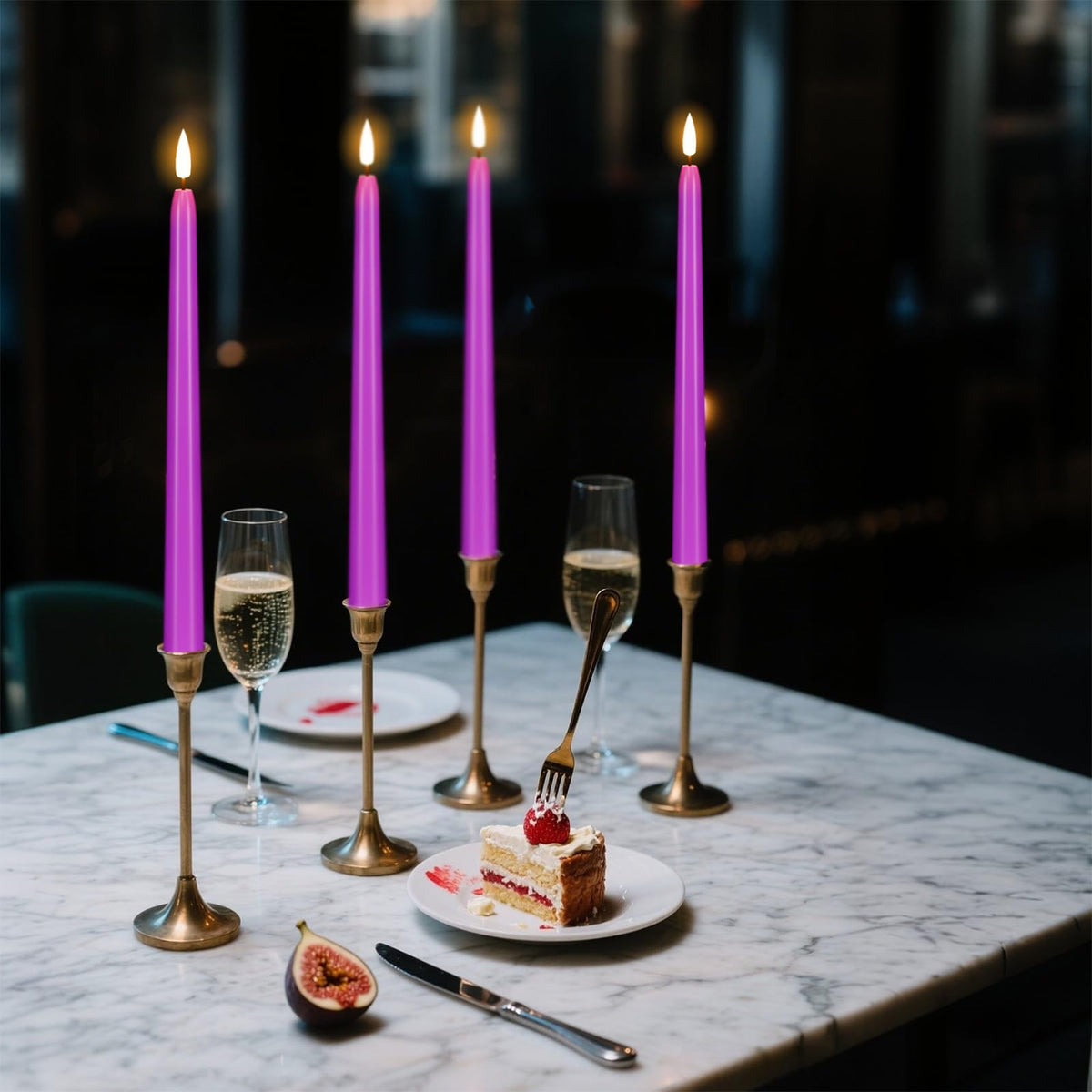 Wondise Halloween Flameless Taper Candles with Remote & Timer, 4 Pack Purple Battery Operated LED Candles with 3D Wick Flickering for Halloween Decorations Gift