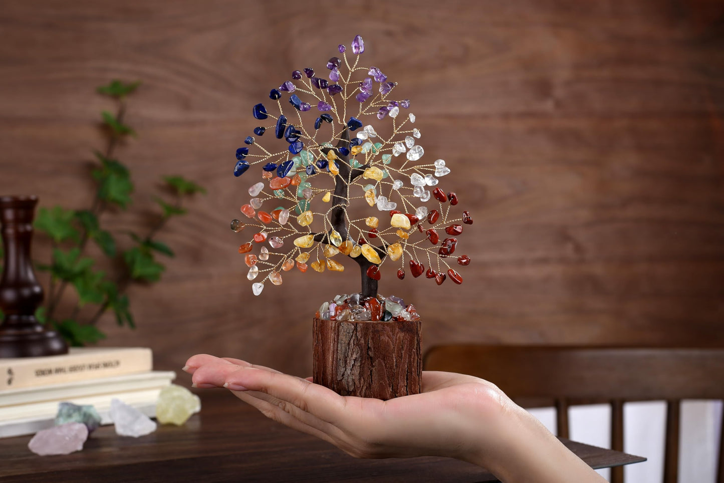 LAIDANLA 7 Chakra Crystal Tree of Life Positive Energy Good Luck Birthday Gifts Money Feng Shui Reiki Meditation Crystals Natural Stones Trees Home Office Desk Decor Spiritual Gifts for Women Men