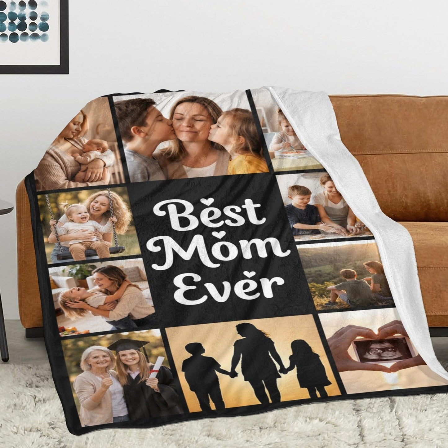 Mothers Day Blanket Gifts for Mom, Custom Blanket with Photo, Personalized Picture Blankets, Customized Blankets, Christmas Birthday Gifts for Mom from Daughter, Customizable Gift for Women Men Dad