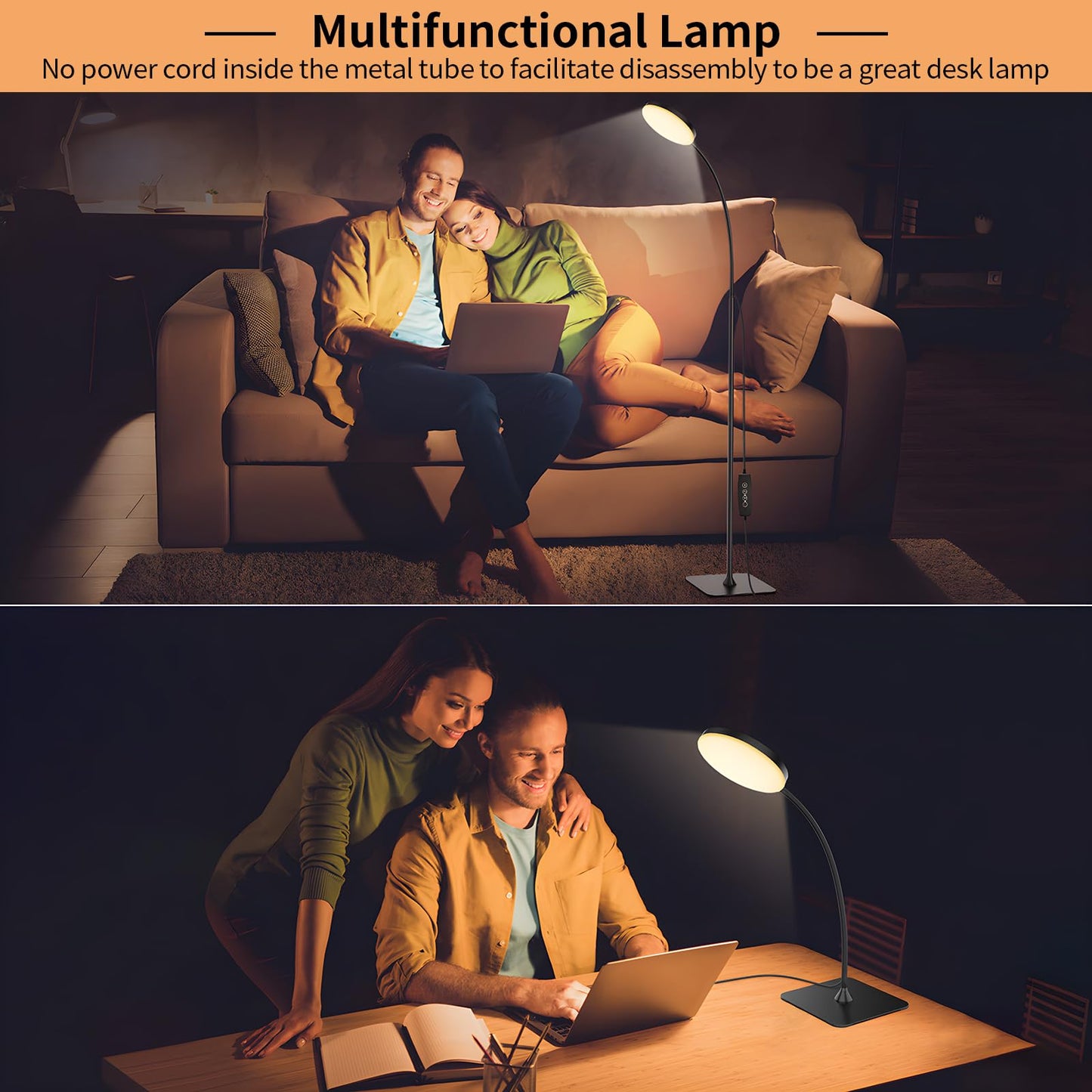 Mojimdo LED Floor Lamp, 10W Reading Standing Lamps with 3 Color Temperature & 5 Brightness Levels, Dimmable Floor Lamp for Living Room, Bedroom, Office