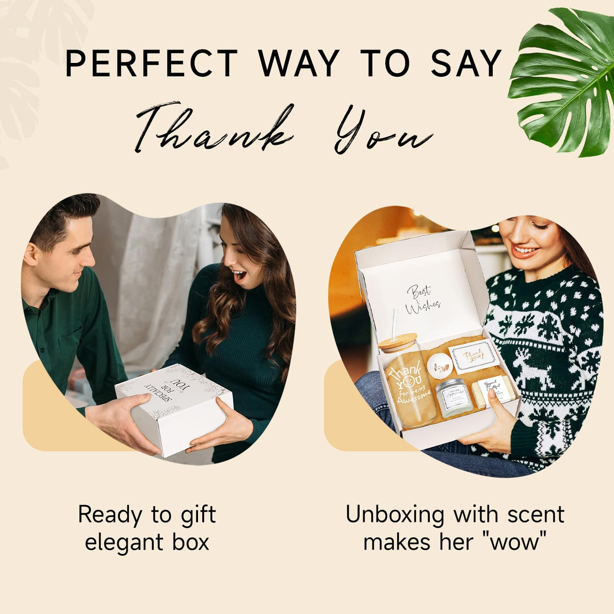 Thank You Gifts for Women, Administrative Professional Day Gifts for Women, Employee Teacher Appreciation Gift Set for Coworker Boss Secretary, Thank You Box with Being Awesome Glass Candle Card