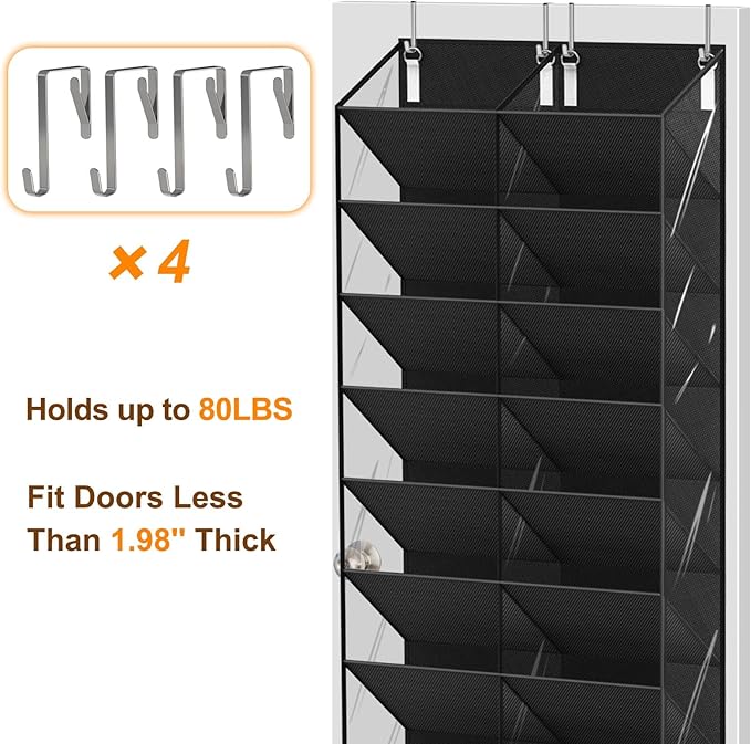 20-30 Pairs Over the Door Shoe Organizer, 10-Tier Door Shoes Rack, Handing