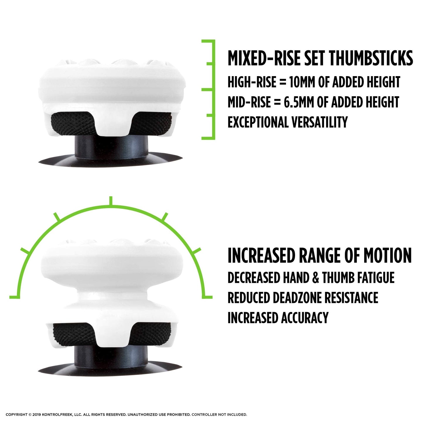 KontrolFreek FPS Freek Galaxy White for PlayStation 4 (PS4) and PlayStation 5 (PS5) | Performance Thumbsticks | 1 High-Rise, 1 Mid-Rise | White