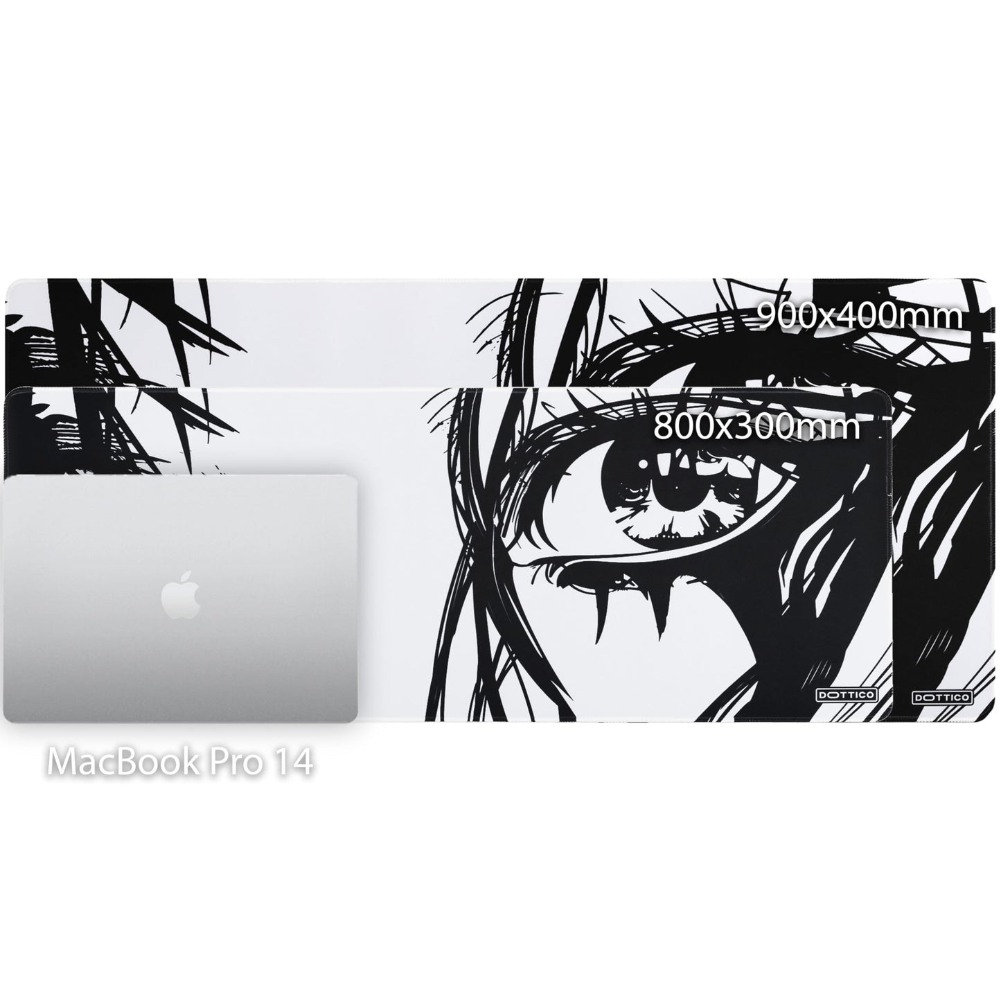 DOTTICO XL Anime Eyes Mouse Pad – Large Manga Girl Desk Mat 31.5x11.8 – Non-Slip, Water-Resistant, Stitched Edges – Aesthetic Japanese Gaming Mat