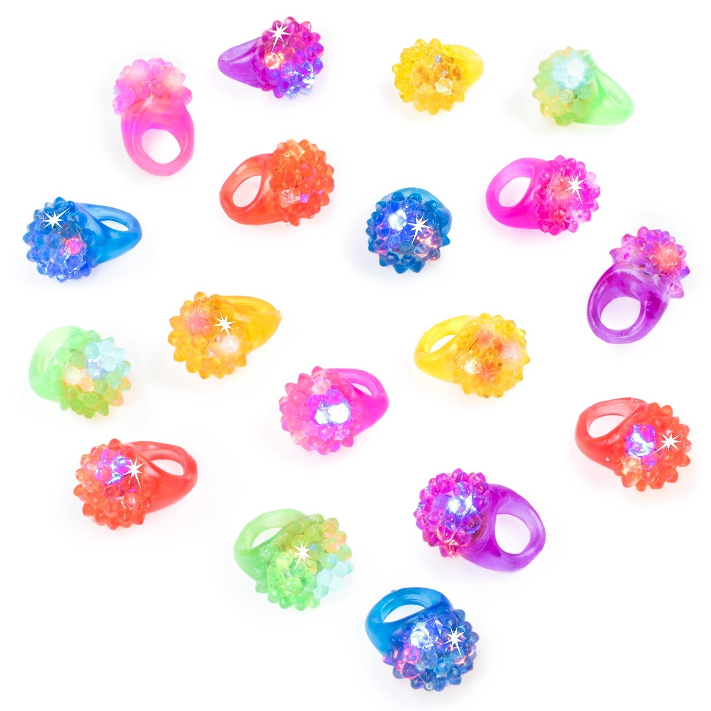 Super Z Outlet Flashing Colorful LED Light Up Bumpy Jelly Rubber Rings Finger Toys for Parties, Event Favors, Raves, Concert Shows, Gifts (18 Pack)