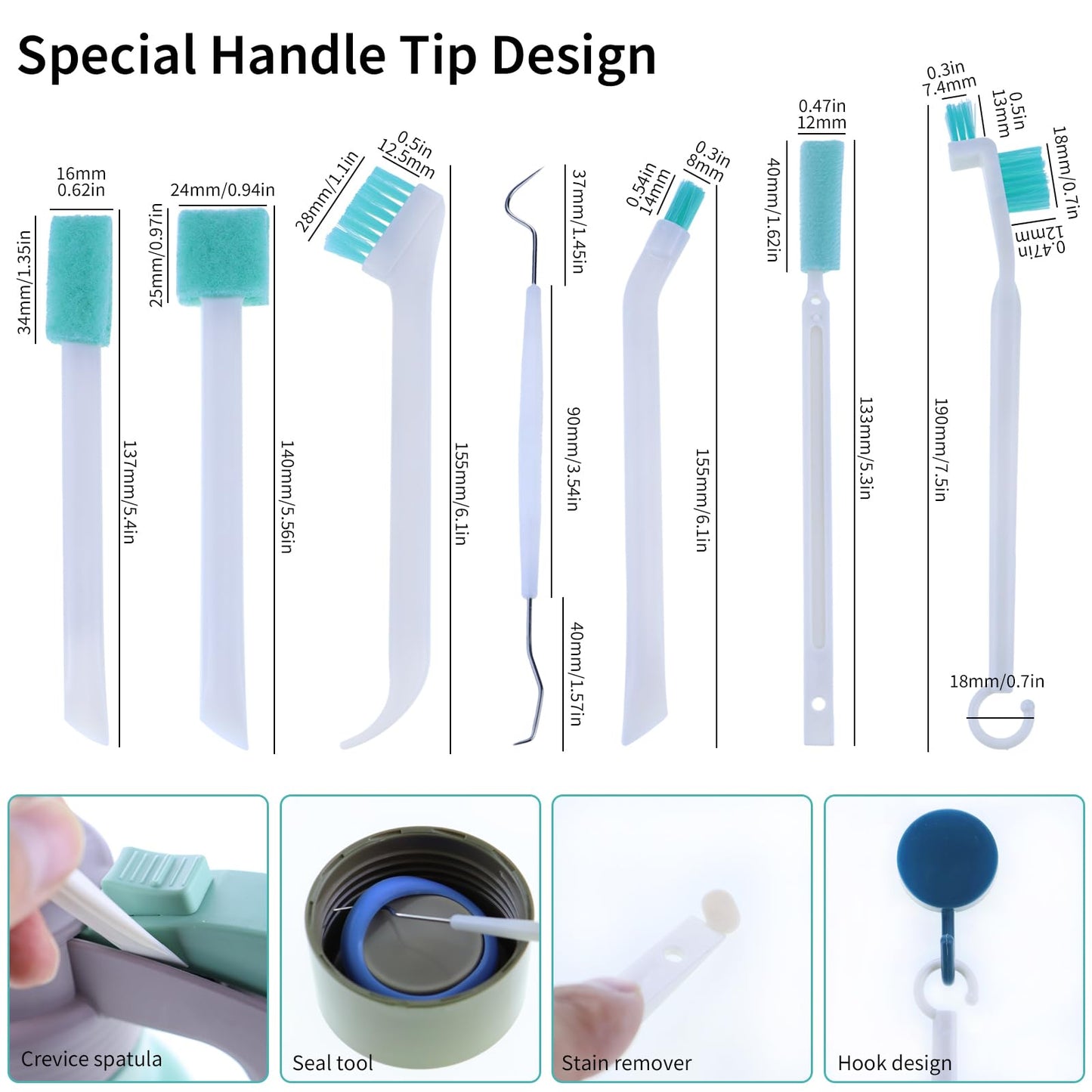 Small Cleaning Brush Set for Household, Car Vent Detailing Cleaning Stick, Humidifier Groove Bottle Gap Cleaning Tool, Crack Crevice Cleaner for Door Window Track Faucet Croner Hard Tight Spaces